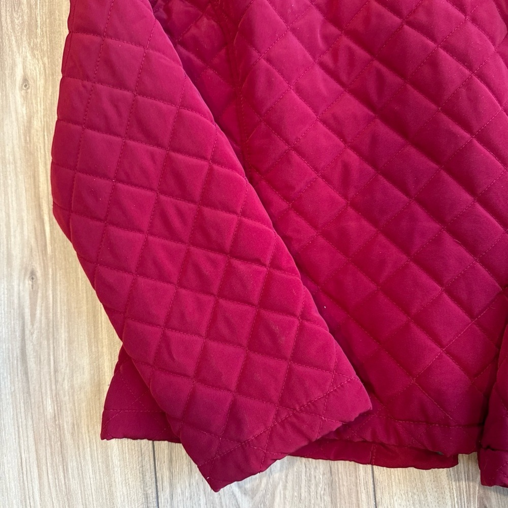 Calvin Klein Women’s Red Quilted  Jacket Size Large Full Zip Removable Hood - Picture 9 of 9